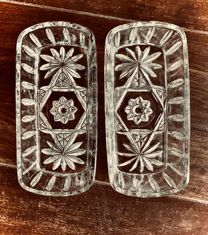 Crystal Cut Glass Butter covers