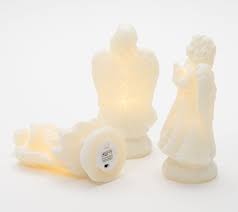 Set of 3 Illuminated Glittered Wax Angels with Sheer Bags