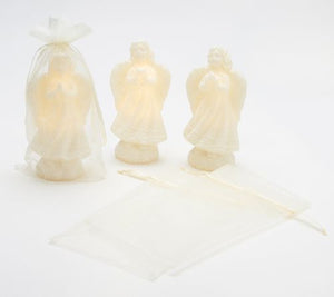 Set of 3 Illuminated Glittered Wax Angels with Sheer Bags
