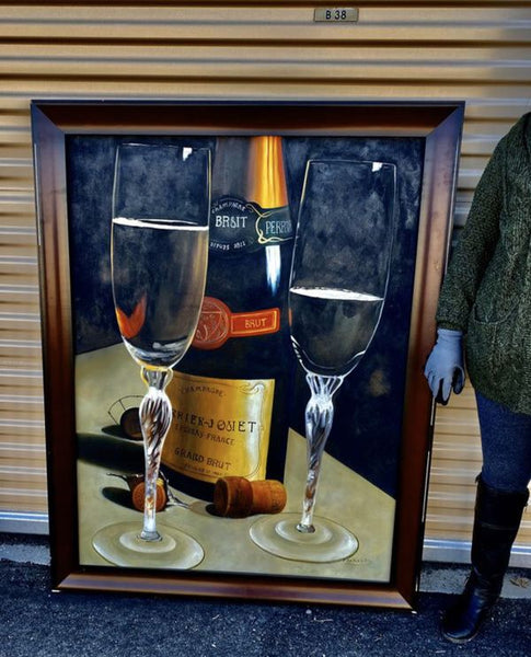 Stunning Commissioned Art work - 'Brut Champagne, Glasses"