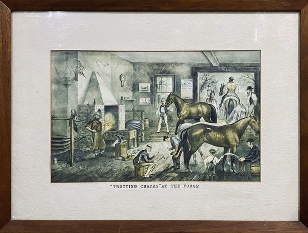 “Trotting Cracks" At The Forge, Currier & Ives Colored Lithograph 1857-1907