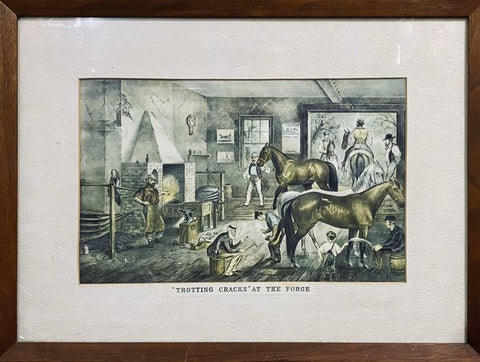 “Trotting Cracks" At The Forge, Currier & Ives Colored Lithograph 1857-1907