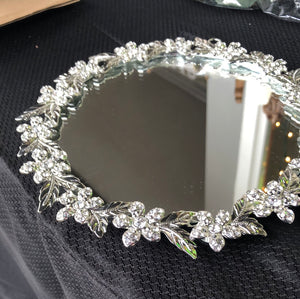 7-3/4" Round Mirror with Faceted Glass Accents