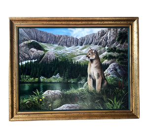 Commissioned Artwork, “The Mountain Cat” - Original Canvas Painting by Wildlife Painter Ray Shaw