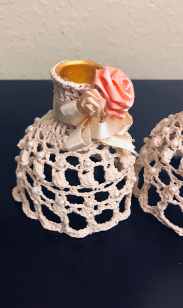 Beautifully Handmade Crochet Candle Holders