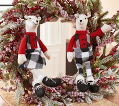 Set of (2) 14" Plush Reindeer in Country Check by Valerie