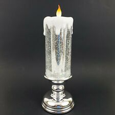 13" Illuminated Glitter Pedestal Candle